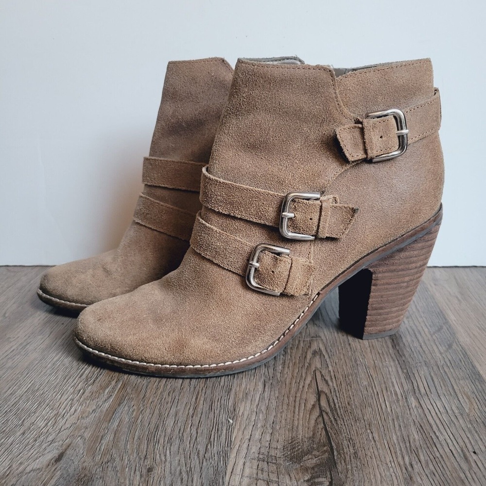 Dolce Vita size 10 ankle boots mocha brown suede leather‎ silver tone buckles - Picture 6 of 11